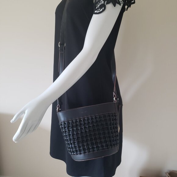 Pinkstix NWT Black Woven Bucket Bag – Vegan Shoulder Purse - Picture 14 of 16